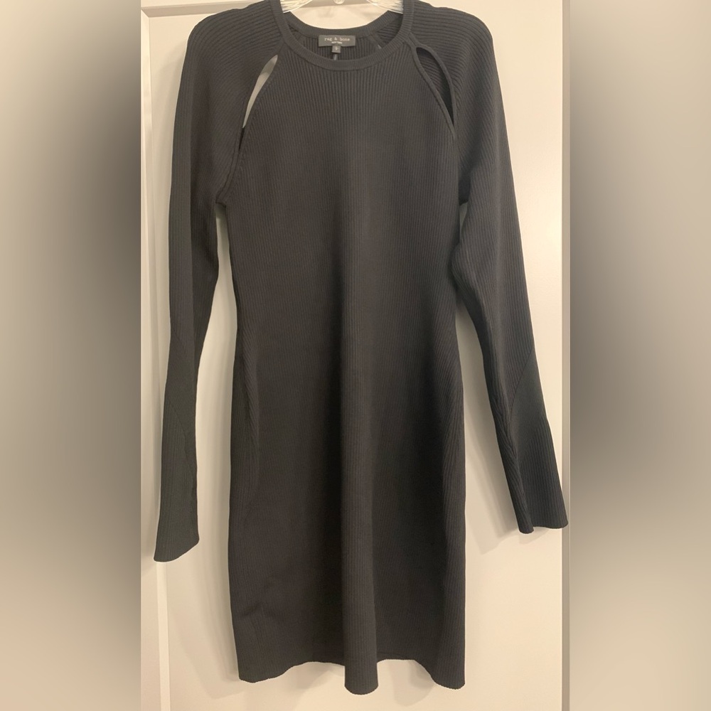 Rag & Bone Black Ribbed Asher Mini Dress size Large NWOT - Picture 4 of 16
